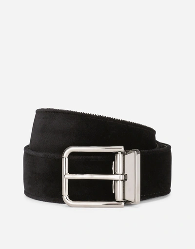Shop Dolce & Gabbana Velvet Belt In Black