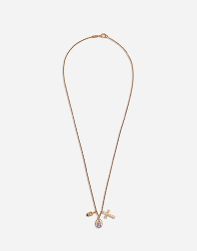 Shop Dolce & Gabbana Necklace With Pendants In Gold