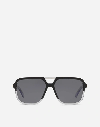 Shop Dolce & Gabbana Angel Sunglasses In Crystal And Black