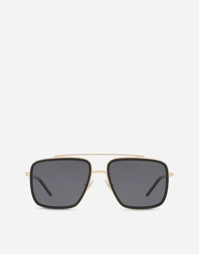 Shop Dolce & Gabbana Madison Sunglasses In Shiny Gold And Shiny Black