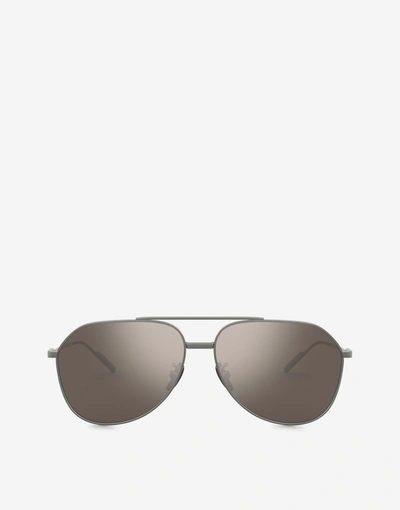 Dolce & Gabbana Mirrored Pilot-frame Sunglasses In Grey