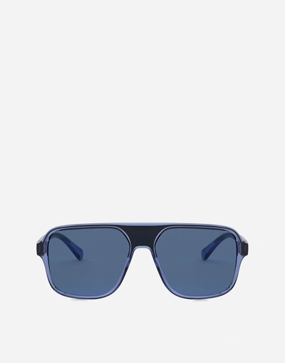 Shop Dolce & Gabbana Step Injection Sunglasses In Blue And Black