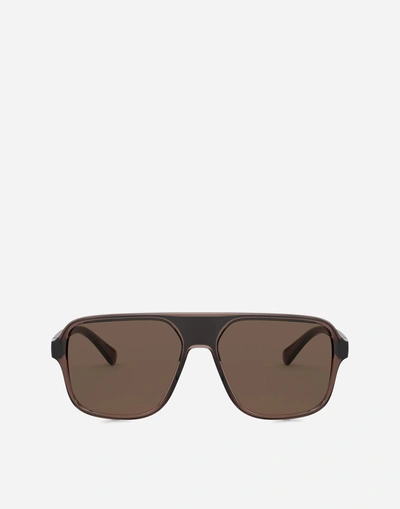 Shop Dolce & Gabbana Step Injection Sunglasses In Brown And Black