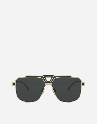 Shop Dolce & Gabbana Miami Sunglasses In Gold And Black
