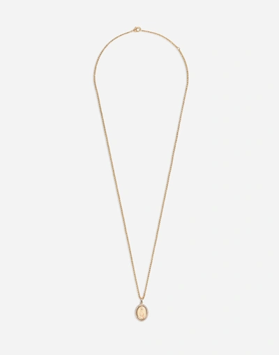 Shop Dolce & Gabbana Necklace With Sacred Image In Gold