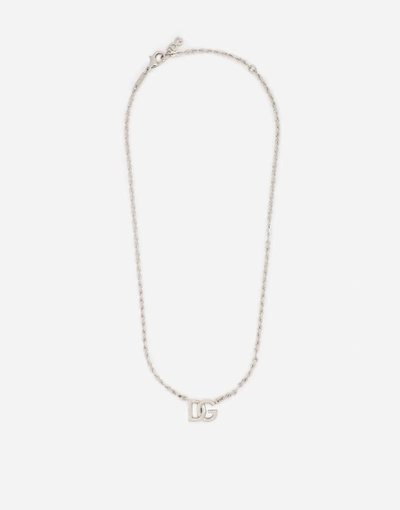 Dolce & Gabbana Link Choker With Dg Logo In Silver