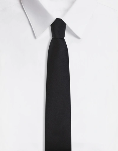 Shop Dolce & Gabbana 6-cm Silk Blade Tie With Metal Dg Logo In Black