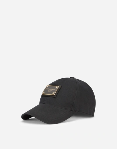 Shop Dolce & Gabbana Baseball Cap With Branded Plate In Black
