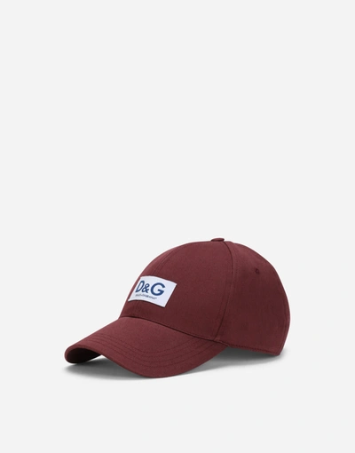 Shop Dolce & Gabbana Baseball Cap With D&g Patch In Bordeaux