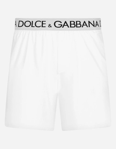Shop Dolce & Gabbana Two-way Stretch Cotton Boxer Shorts In White