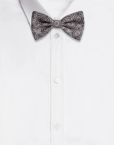 Shop Dolce & Gabbana Silk Bow Tie With Tie Print In Black/white