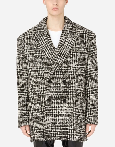 Shop Dolce & Gabbana Double-breasted Checked Wool Jacket In Multicolor