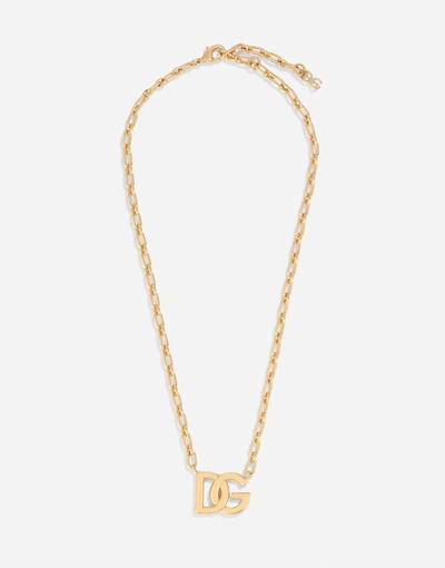 Shop Dolce & Gabbana Chain Necklace With Dg Logo In Gold