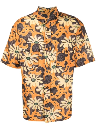 Shop Nanushka Floral Print Shirt In Orange