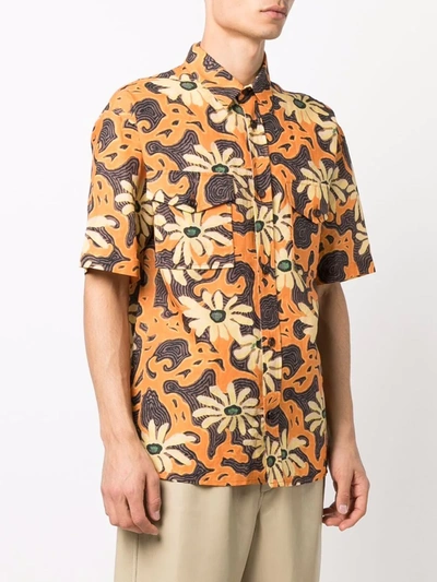 Shop Nanushka Floral Print Shirt In Orange
