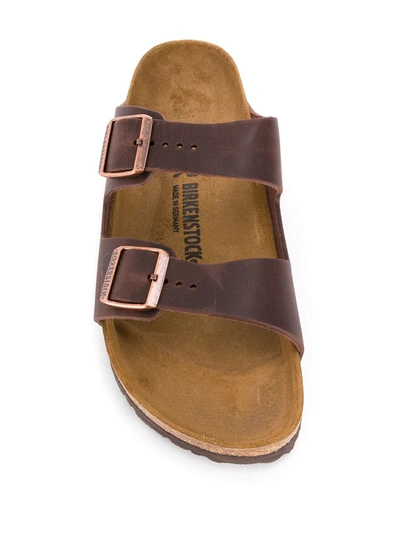 Shop Birkenstock Leather Slide In Brown