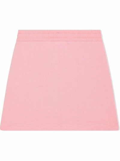 Shop Dolce & Gabbana Embroidered Logo Drawstring-waist Skirt In Pink