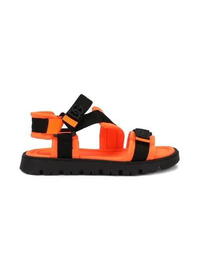 Shop Dolce & Gabbana Touch-strap Flat Sandals In Orange