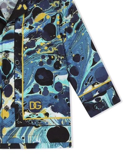 Shop Dolce & Gabbana Graphic-print Silk Pajama Top In Blue