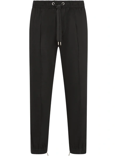 Shop Dolce & Gabbana Camo-stripe Drawstring-waist Track Pants In Black