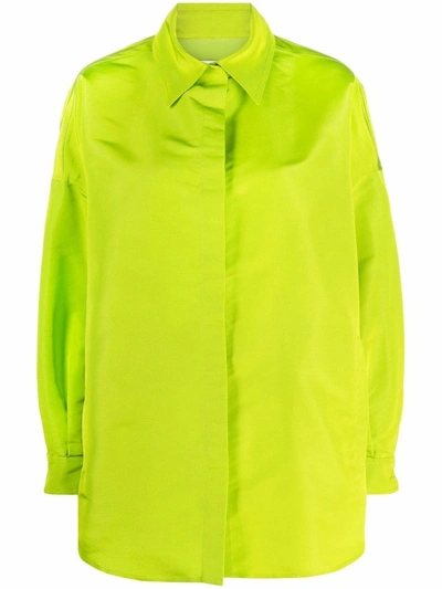 Shop Valentino Oversize Shirt Jacket In Green