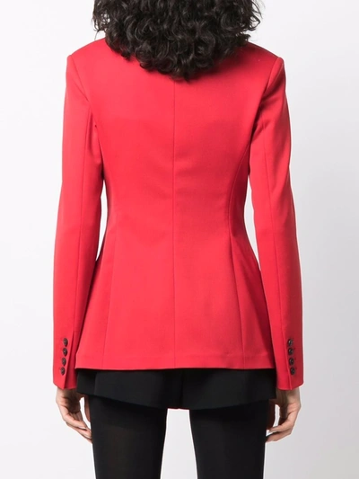 Shop Valentino Peak Lapel Single-breasted Blazer In Red