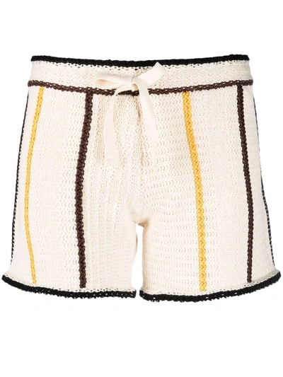 Shop Jil Sander Striped Knitted Shorts In Neutrals