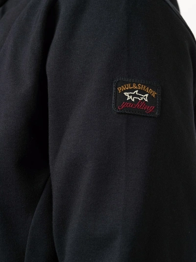 Shop Paul & Shark Zip-up Organic Cotton Hoodie In Black