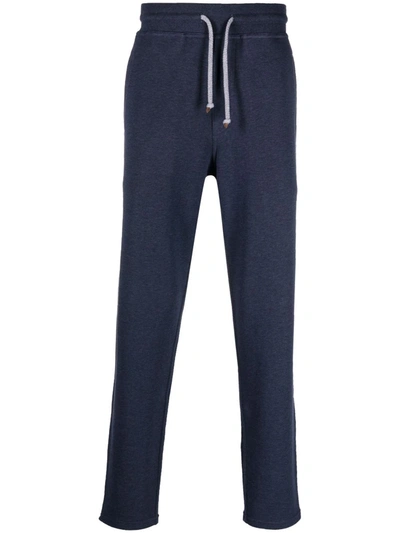Brunello Cucinelli Drawstring Straight-leg Trousers In Blue