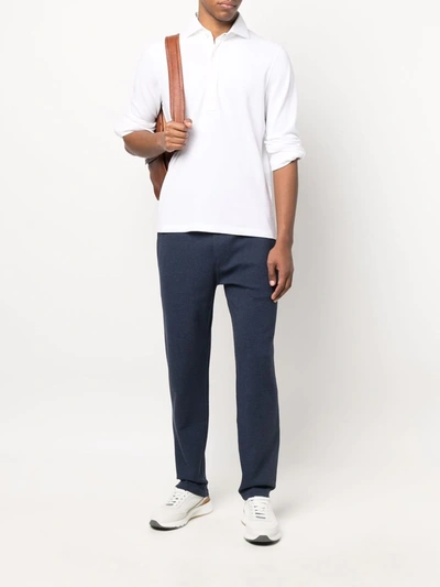 Brunello Cucinelli Drawstring Straight-leg Trousers In Blue