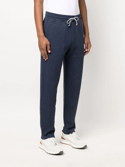 Brunello Cucinelli Drawstring Straight-leg Trousers In Blue