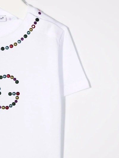 Shop Dolce & Gabbana Studded Logo T-shirt In White
