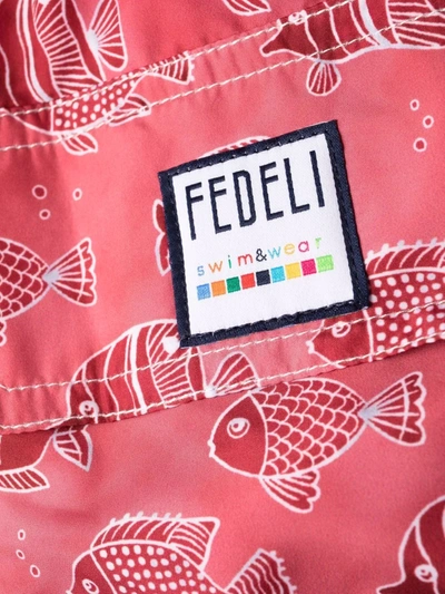 Shop Fedeli Fish-print Swim Shorts In Pink