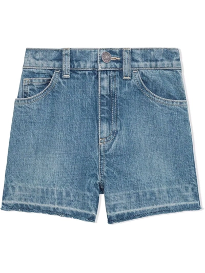 Shop Gucci High-waist Denim Shorts In Blue
