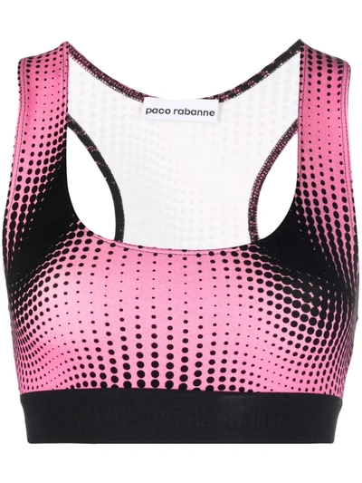 Shop Rabanne Graphic-print Racerback Cropped Top In Pink