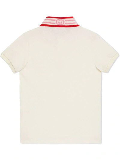 Shop Gucci Cotton Pique Polo Shirt In White