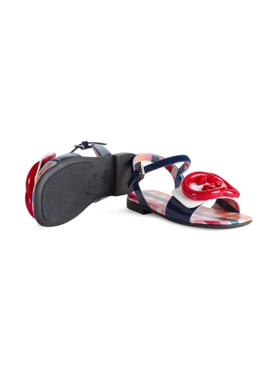 Shop Gucci Gg Plaque Buckle Sandals In Blue