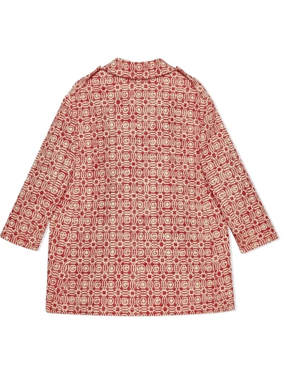 Shop Gucci Geometric-jacquard Double-breasted Coat In Red