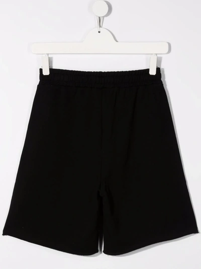 Msgm Black Bermuda Shorts With White Print In Black