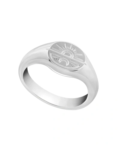 Shop Essentials Silver Plated Sun Moon Disc Ring In Silver-plated
