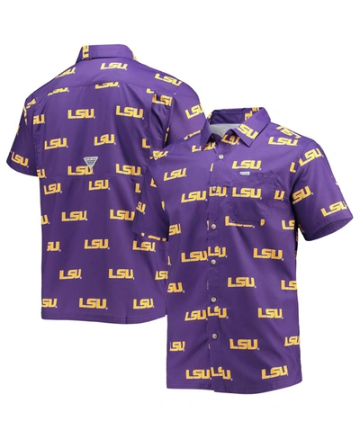 Shop Columbia Men's  Purple Lsu Tigers Super Slack Tide Omni-shade Button-up Shirt