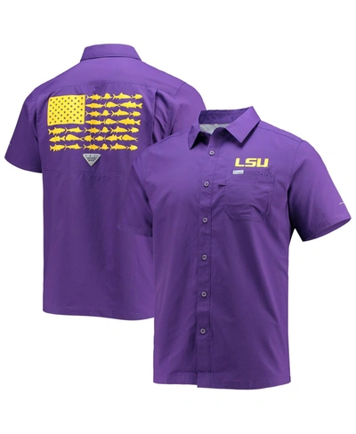 Shop Columbia Men's  Pfg Purple Lsu Tigers Slack Tide Camp Button-up Shirt