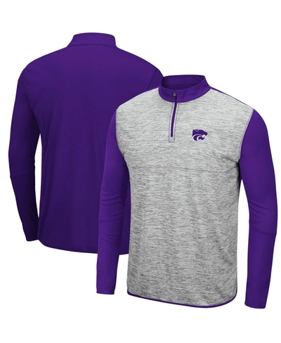 Shop Colosseum Men's  Heathered Gray, Purple Kansas State Wildcats Prospect Quarter-zip Jacket In Heathered Gray/purple
