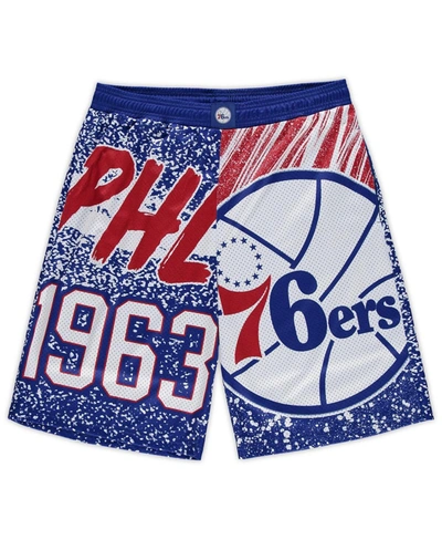Shop Mitchell & Ness Men's Royal Philadelphia 76ers Big And Tall Hardwood Classics Jumbotron Shorts