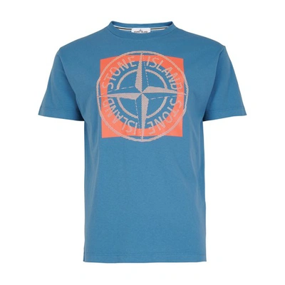 Shop Stone Island Short Sleeves T-shirt In Mid Blue
