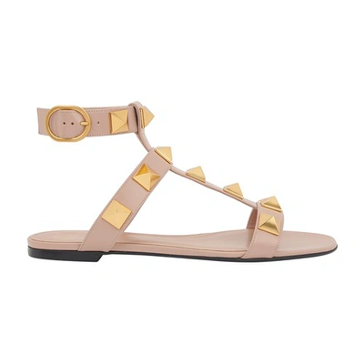 Shop Valentino Roman Stud Sandals In Rose Cannelle