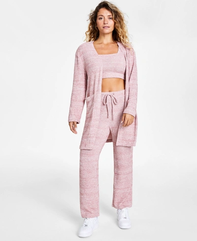 Shop Jenni Style Not Size Fuzzy Knit Cardigan, Created For Macy's In Withered Rose