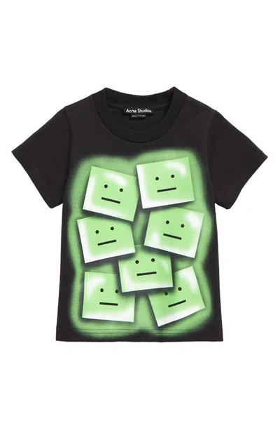 Shop Acne Studios Kids' Mini Nash Face Graphic Tee In Black/ Green