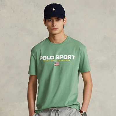 Shop Ralph Lauren Classic Fit Polo Sport Jersey T-shirt In Outback Green