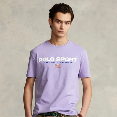 Shop Ralph Lauren Classic Fit Polo Sport Jersey T-shirt In Sky Lavender